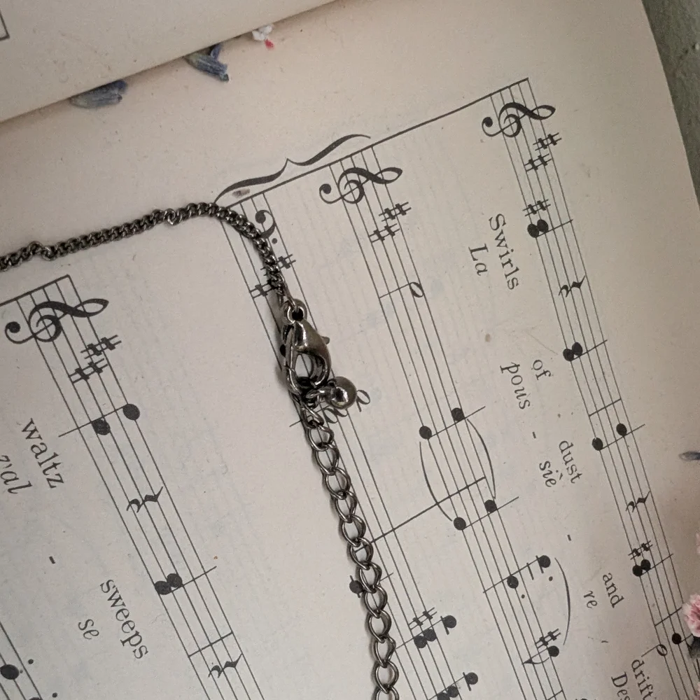 Vintage Silver-Tone Black Crystal Drop Necklace - Picture 8 of 13